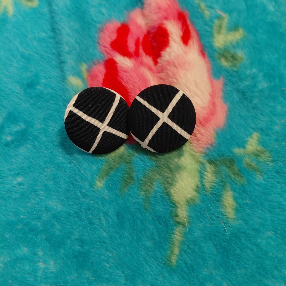 Black and White Button Earrings
